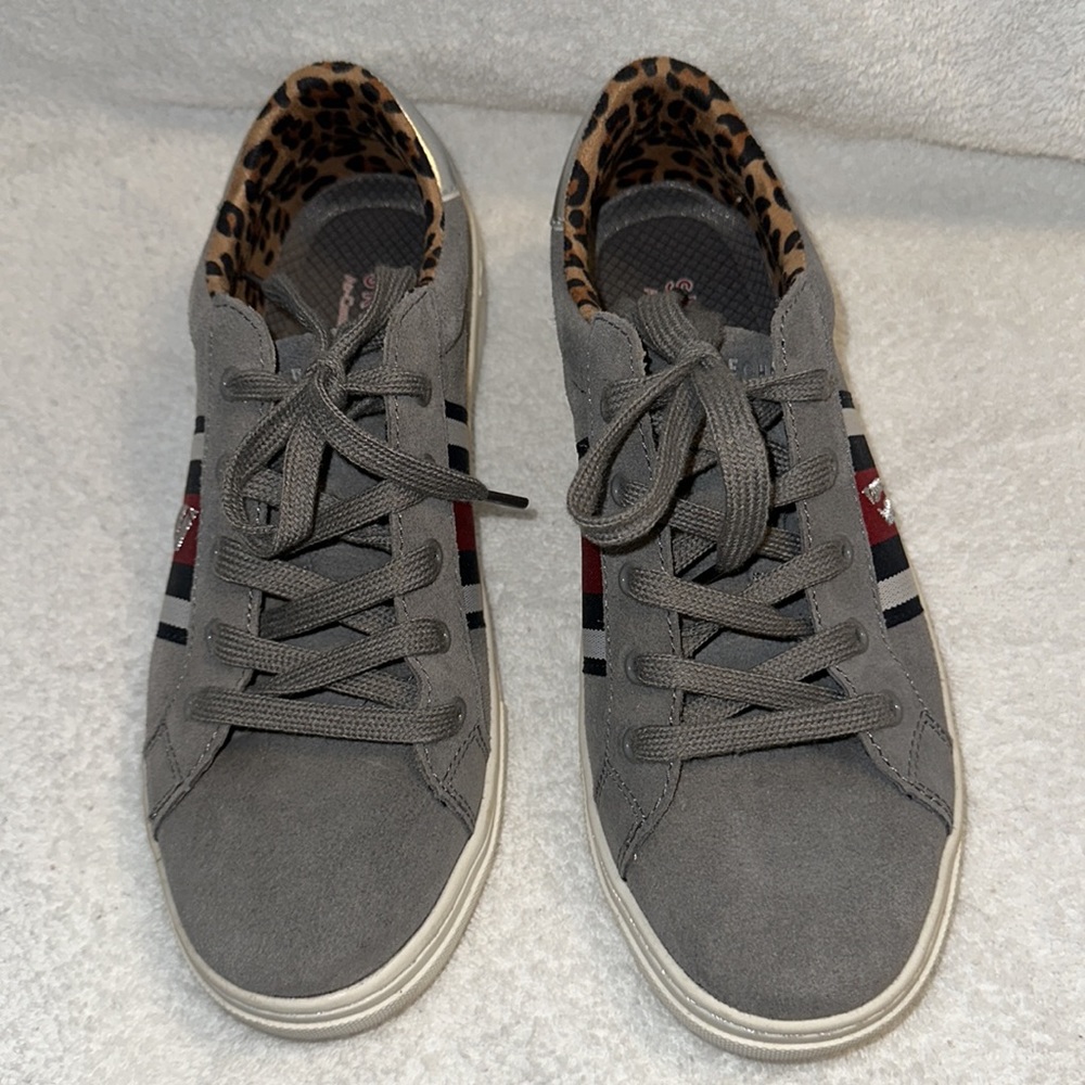 Skechers grey memory foam street sneakers with stripes & leopard lining. - Picture 2 of 7